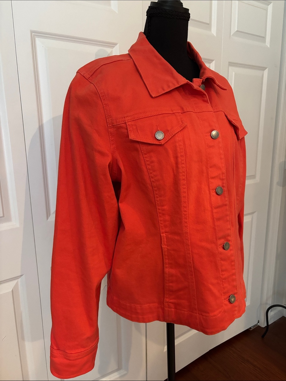 Charter Club Dark Orange Button-Front Jean Jacket - Picture 2 of 7